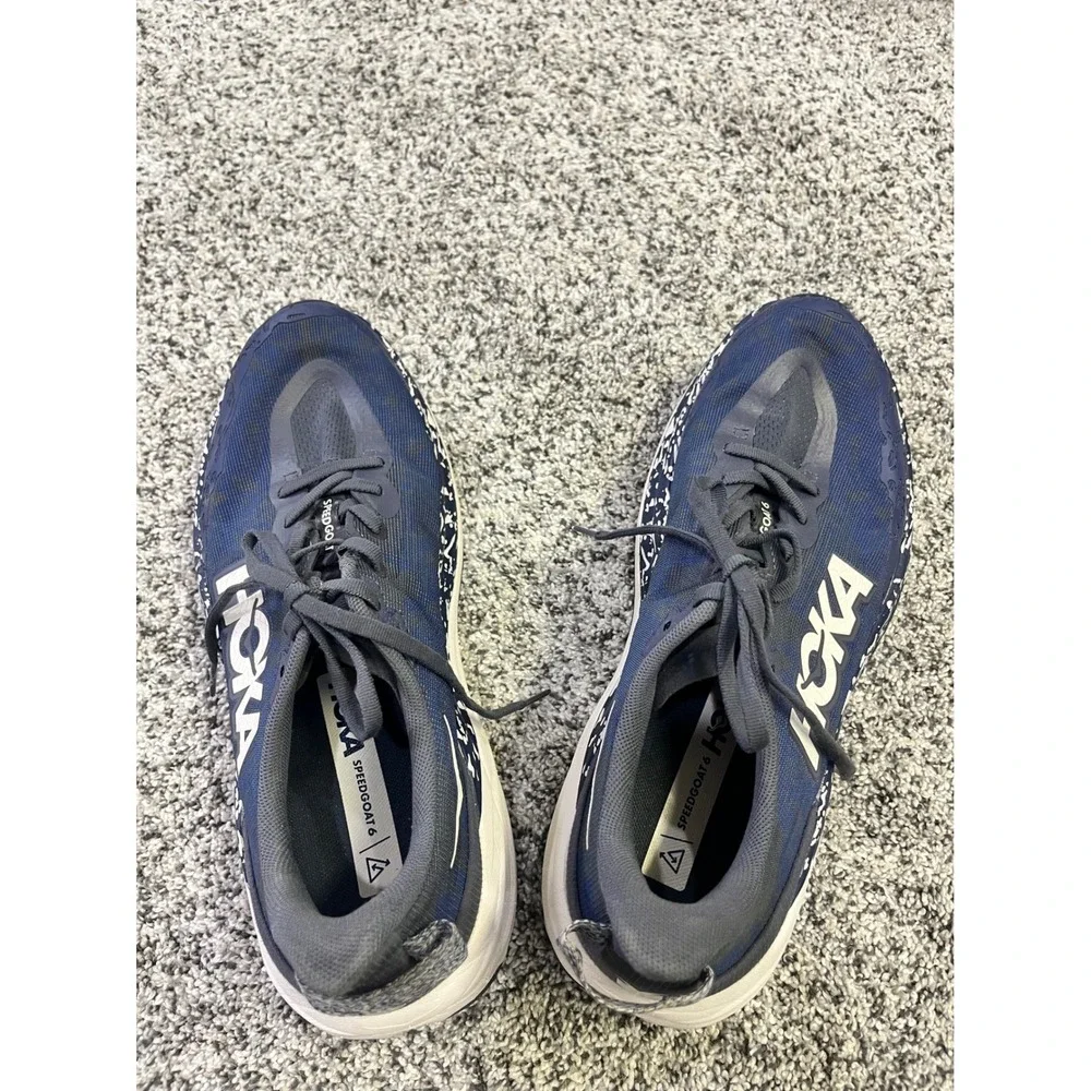 Hoka‎ Speedgoat 6 Mens Trail Running Shoes Blue White Speckled Vibram Mens 11.5